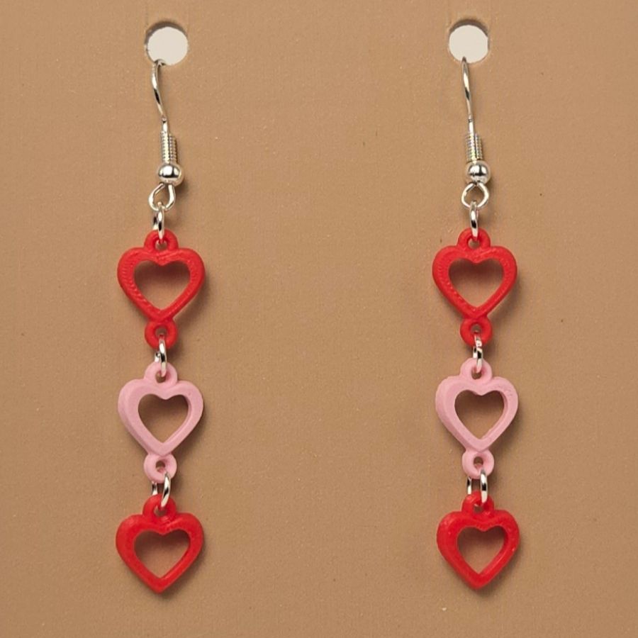 Boucle d'oreille en forme de Coeur imprimée en 3D avec crochets hypoallergéniques sans nickel